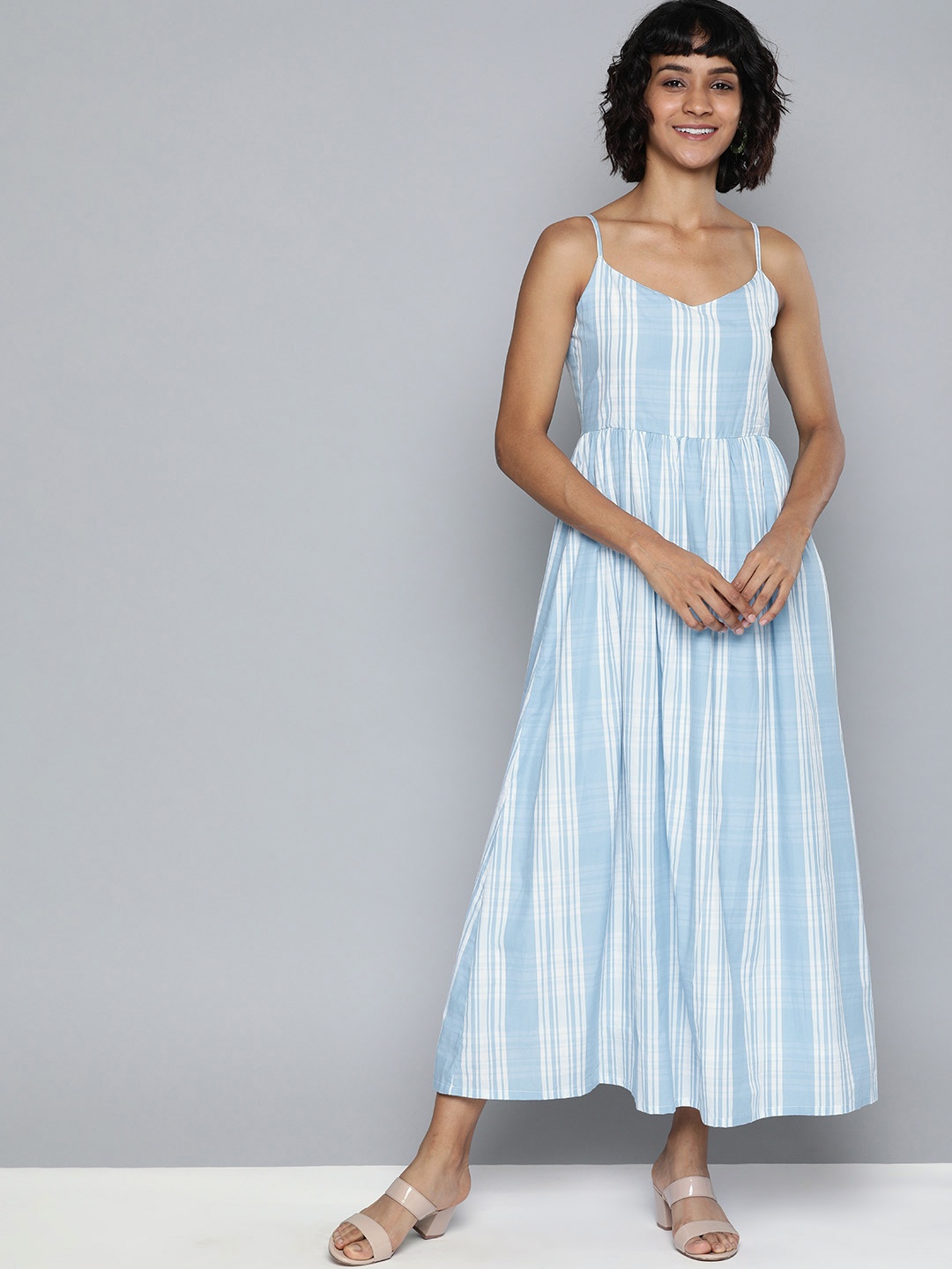 

HERE&NOW Women Blue & White Striped A-Line Dress