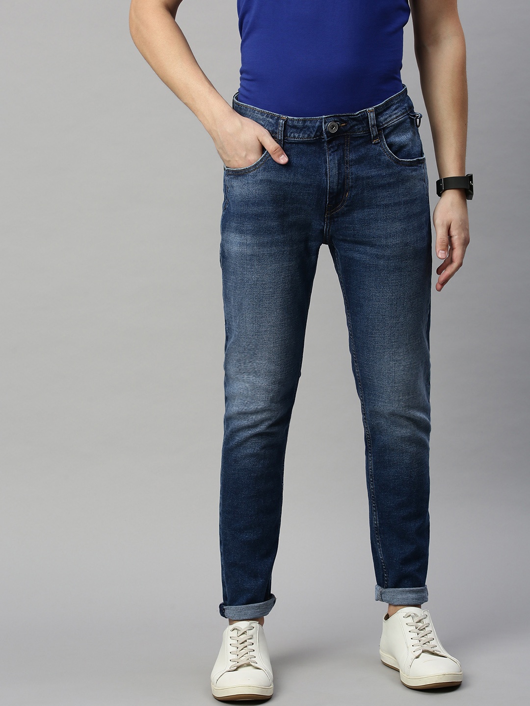 

Mast & Harbour Men Blue Slim Fit Mid-Rise Clean Look Stretchable Jeans
