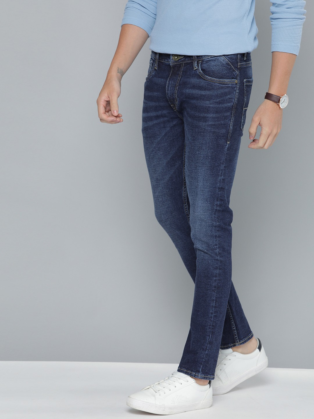 

Mast & Harbour Men Blue Skinny Fit Mid-Rise Clean Look Stretchable Jeans