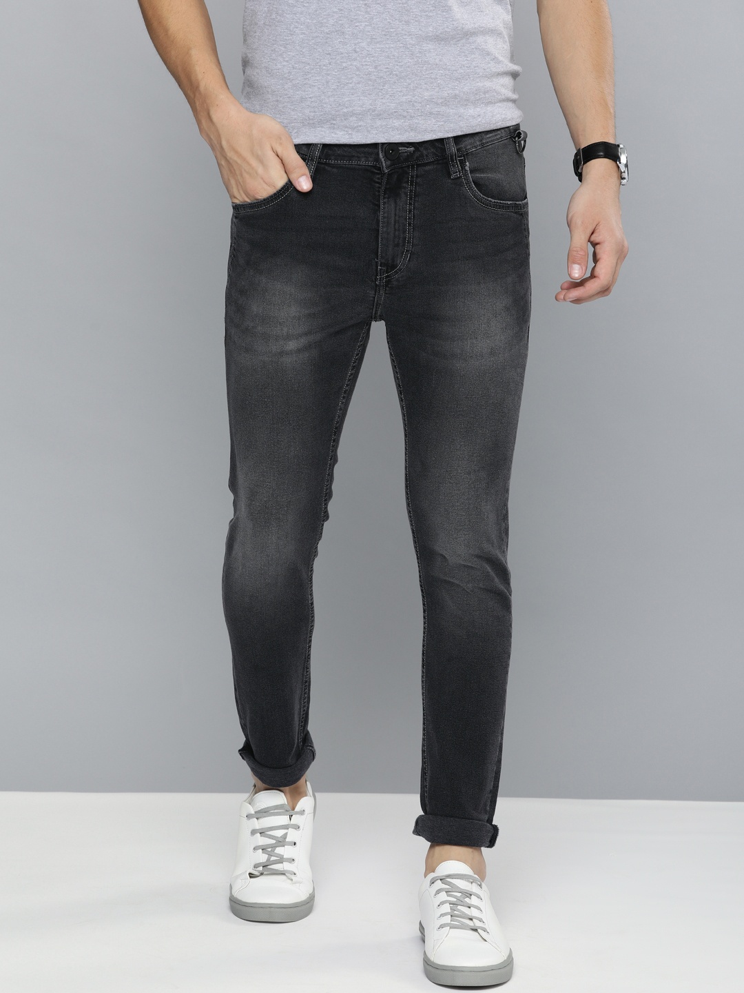 

Mast & Harbour Men Black Skinny Fit Mid-Rise Clean Look Stretchable Jeans