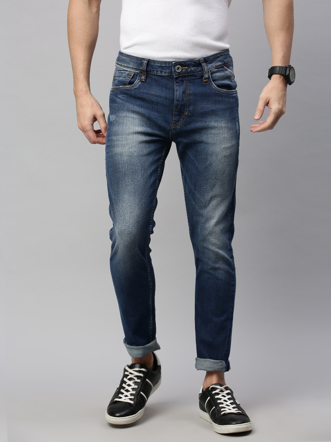 

Mast & Harbour Men Blue Skinny Fit Mid-Rise Clean Look Stretchable Jeans