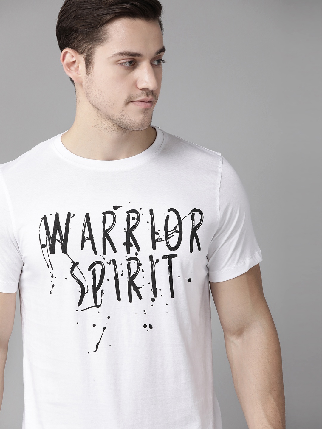 

Roadster Men White Black Pure Cotton Printed Round Neck Pure Cotton T-shirt
