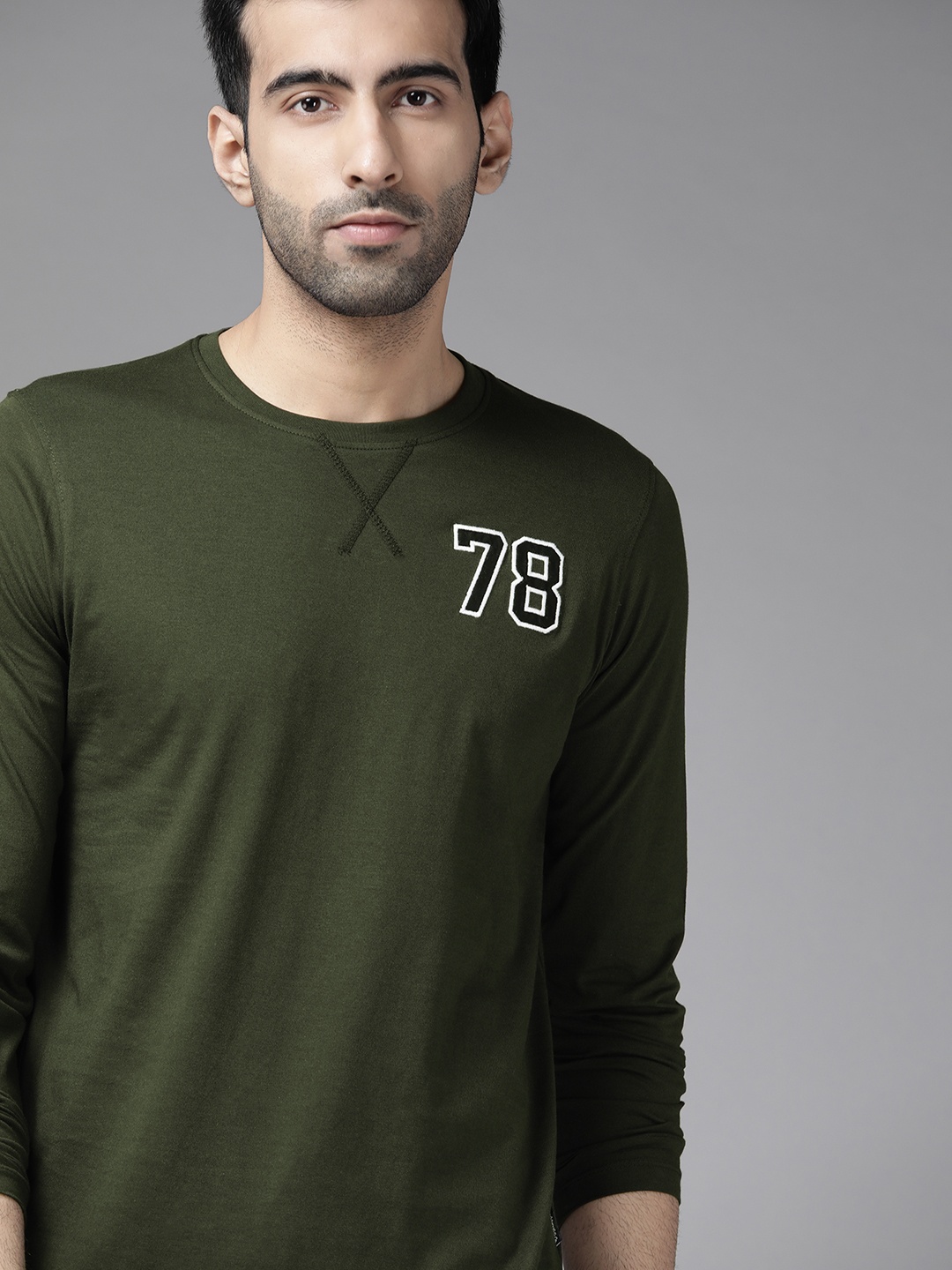 

Roadster Men Green Round Neck Pure Cotton T-shirt