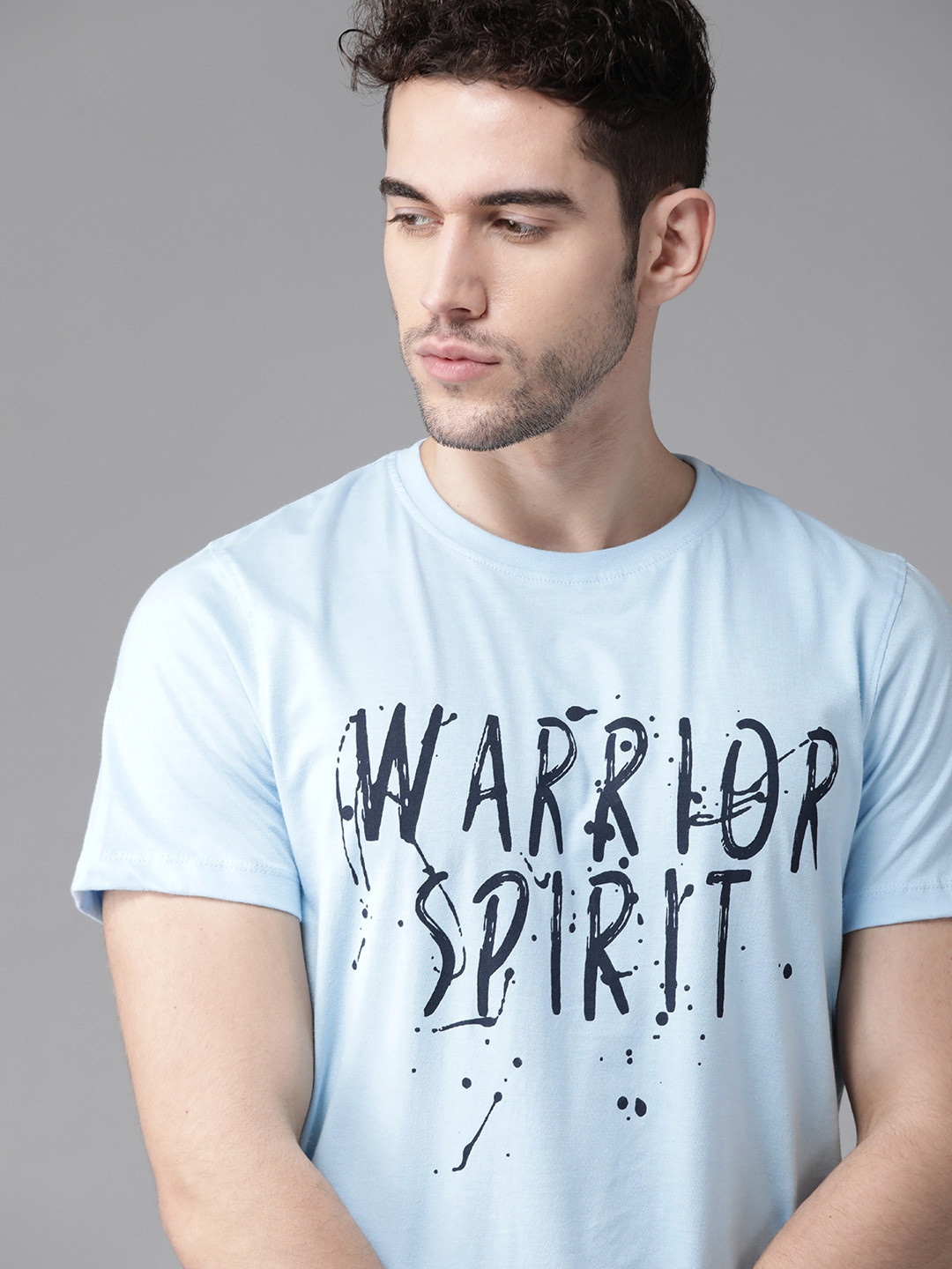

Roadster Men Blue Pure Cotton Printed Round Neck T-shirt