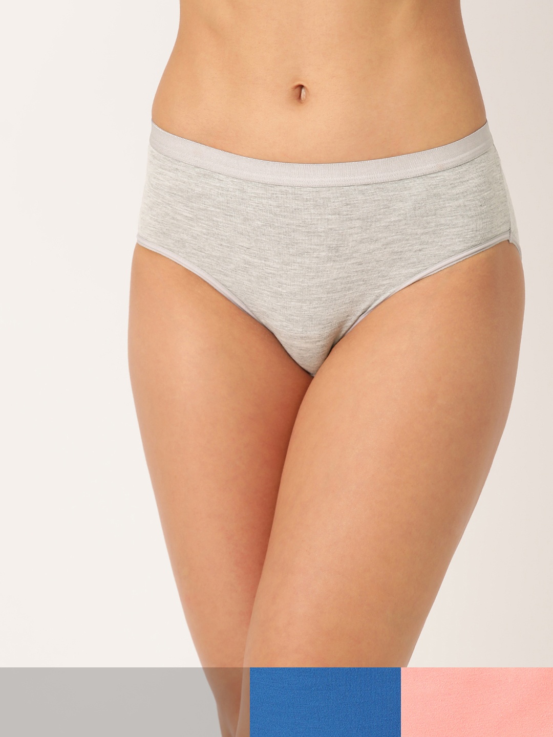 

DressBerry Women Pack of 3 Hipster Briefs DB-BRF-3PP-SOL-001, Grey melange