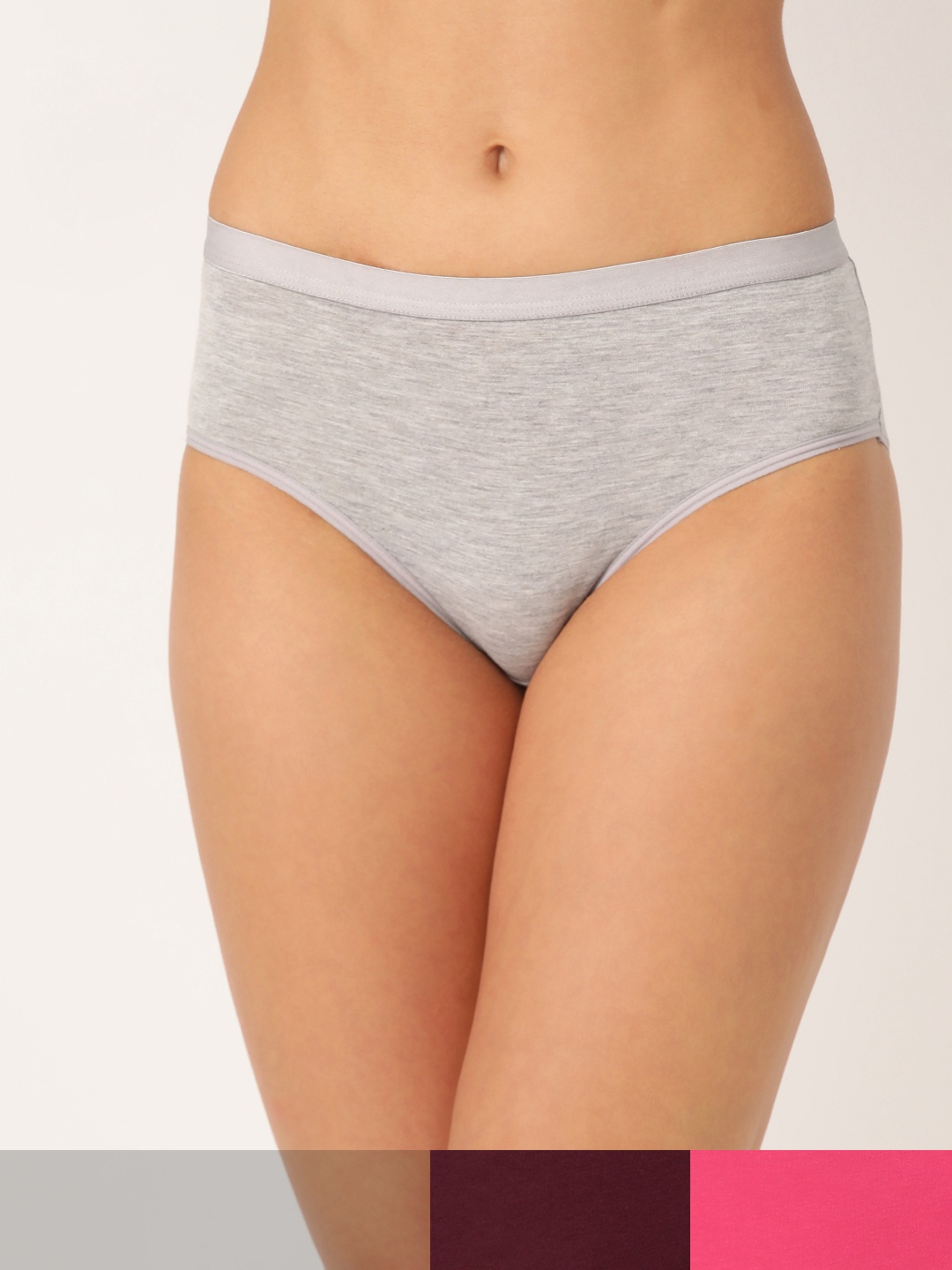 

DressBerry Women Pack of 3 Hipster Briefs DB-BRF-3PP-SOL-001, Grey melange