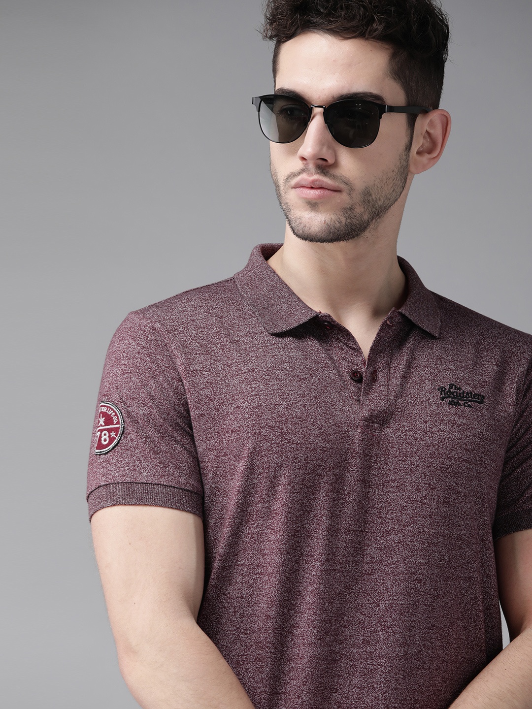 

Roadster Men Maroon Grindle Effect Polo Collar T-shirt