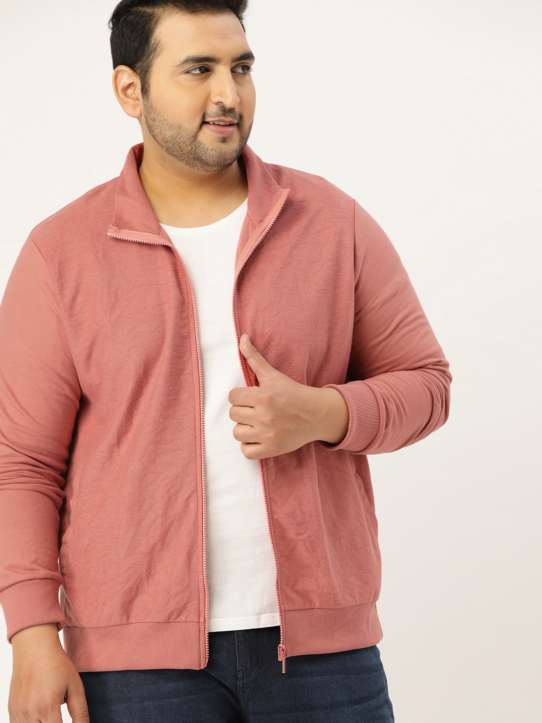 

Sztori Plus Size Men Pink Solid Sweatshirt