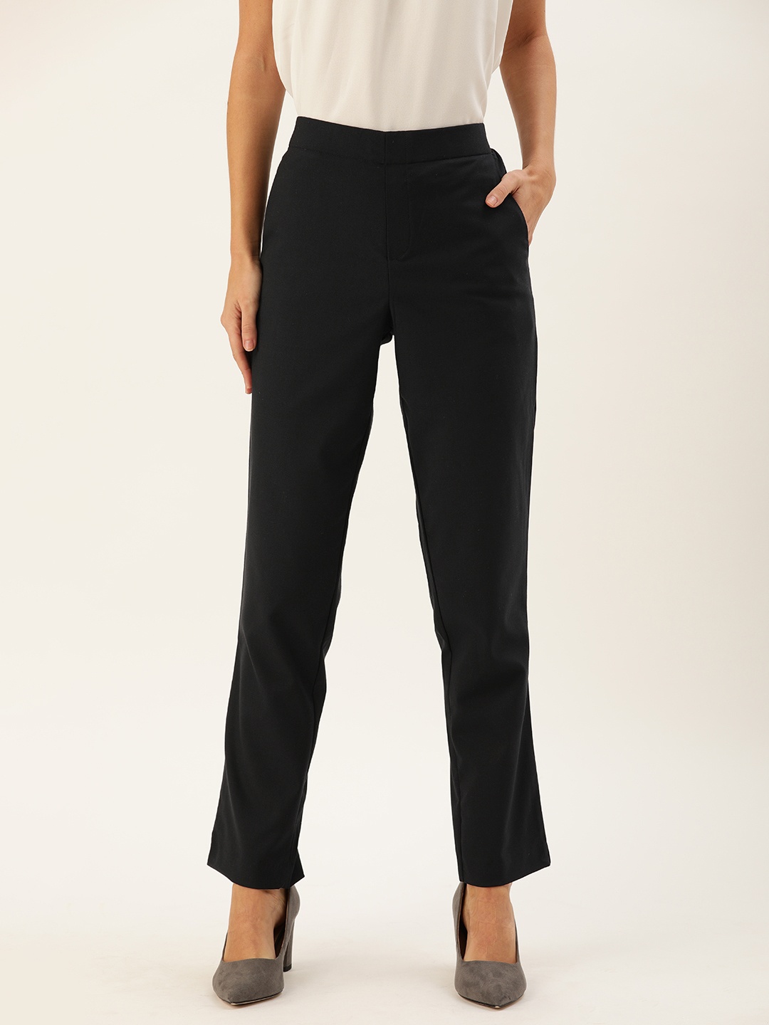 

Moda Rapido Women Navy Blue Regular Fit Solid Regular Trousers