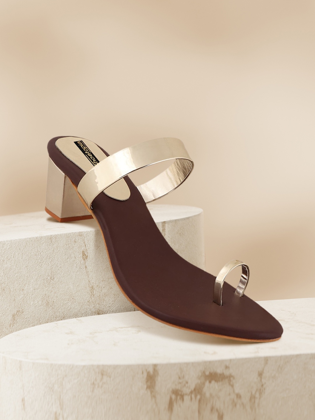 

Shoetopia Women Gold-Toned Solid Sandals