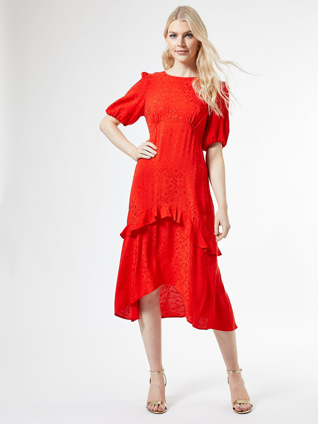 

DOROTHY PERKINS Women Red Self Design Empire Dress