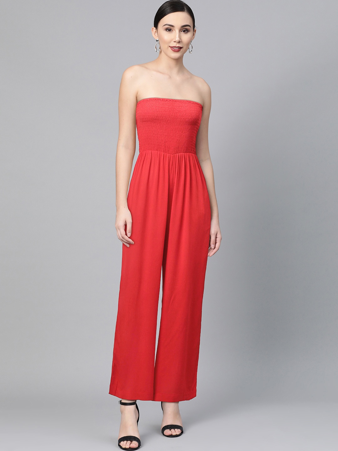 

DOROTHY PERKINS Women Coral Red Solid Basic Jumpsuit