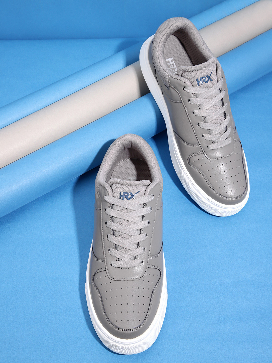 

HRX by Hrithik Roshan Men Grey Perforated Skate Street Sneakers