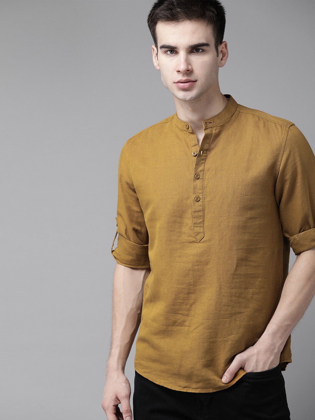 

Roadster Men Mustard Brown Regular Fit Solid Casual Shirt