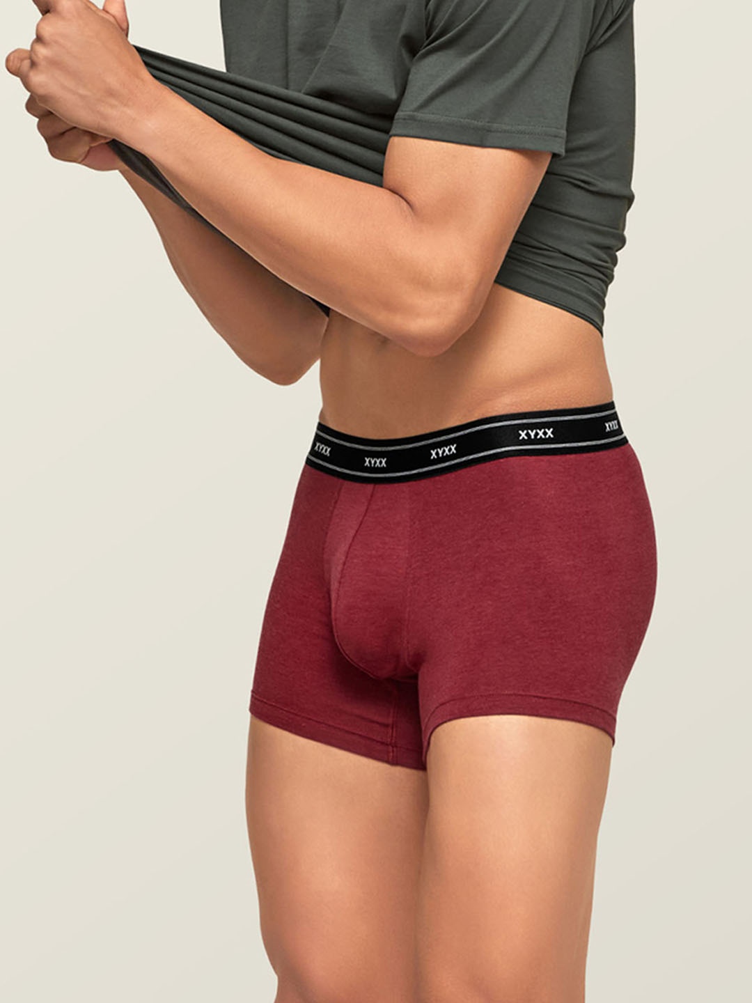 

XYXX Men IntelliFresh Antibacterial Bamboo Cotton Apollo Sustainable Trunks XYTRNK68, Maroon