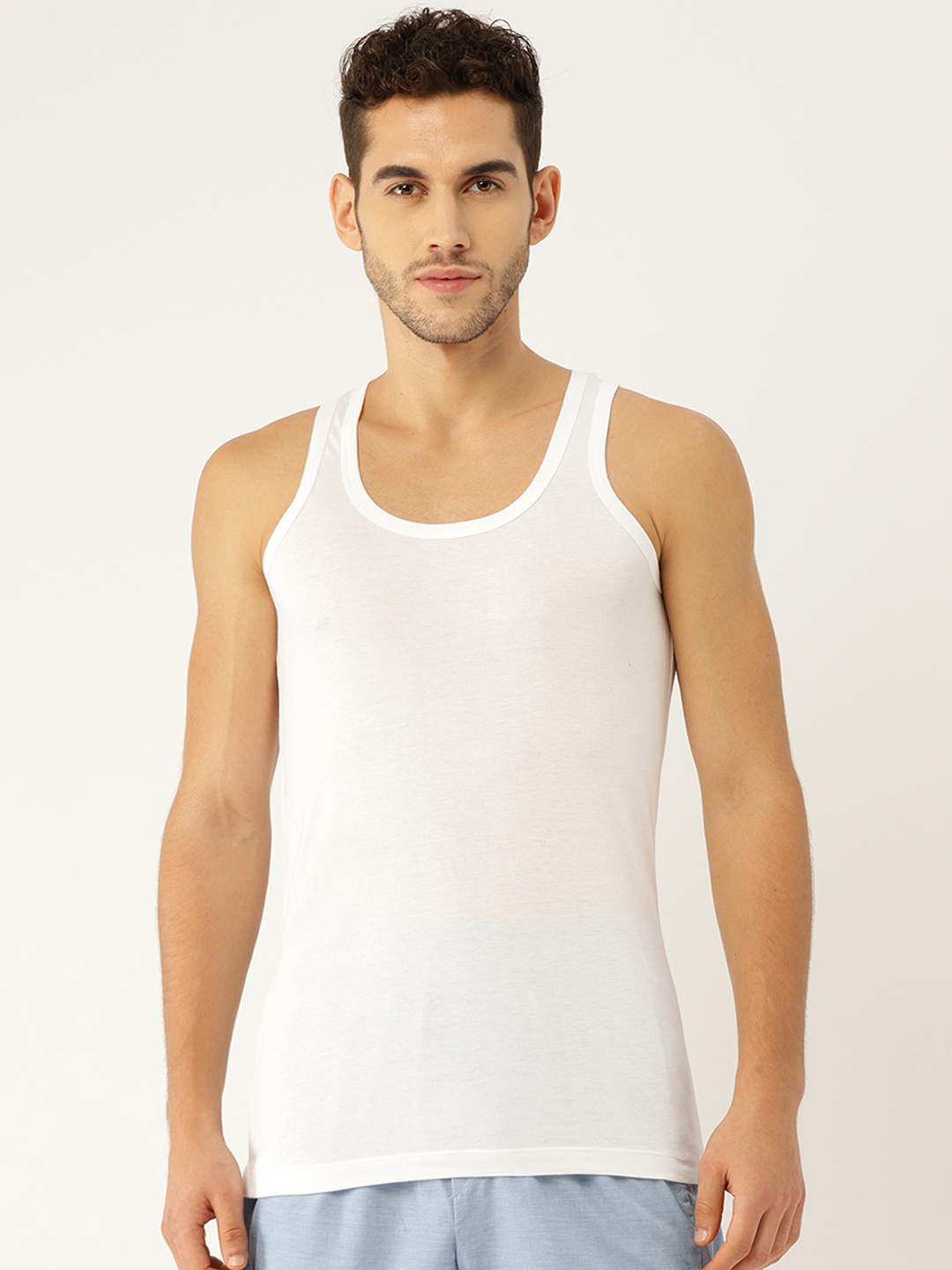 

XYXX Men Bamboo Cotton Round Neck Apollo Vests XYBVEST02, White