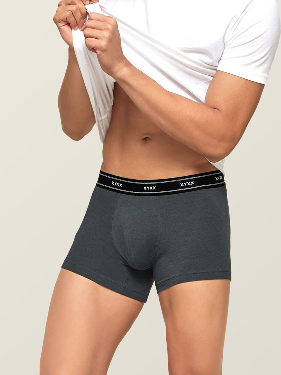 

XYXX Men IntelliFresh Antibacterial Bamboo Cotton Apollo Sustainable Trunks XYTRNK72, Charcoal