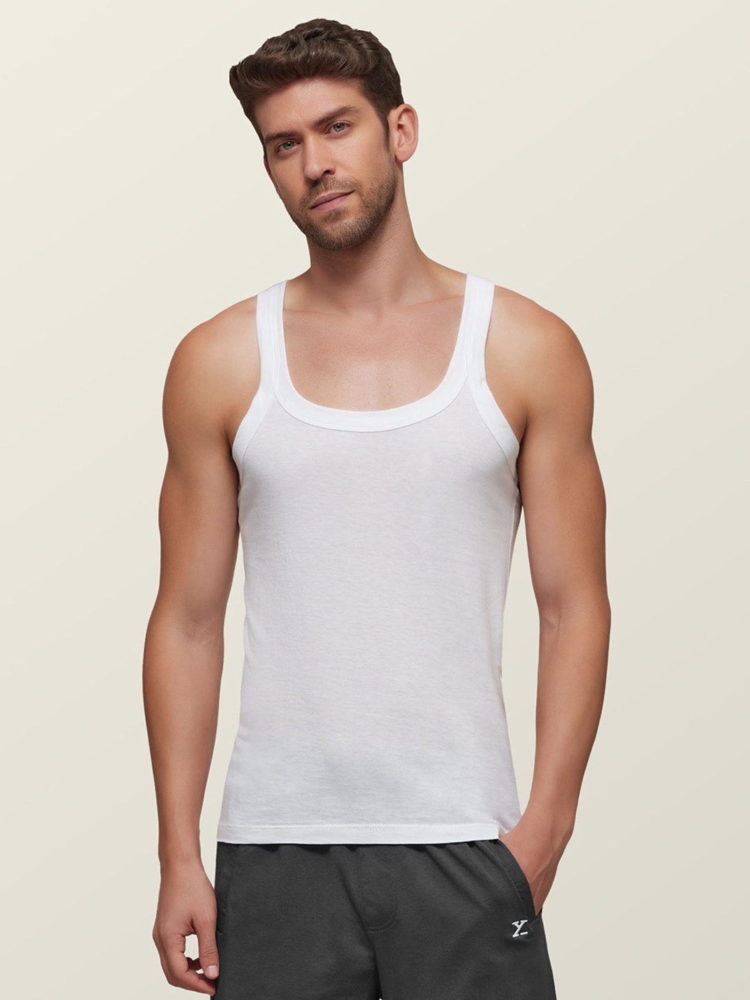 

XYXX Men IntelliSoft Antimicrobial Micro Modal Square Neck Ace Innerwear Vests XYSQVEST01, White