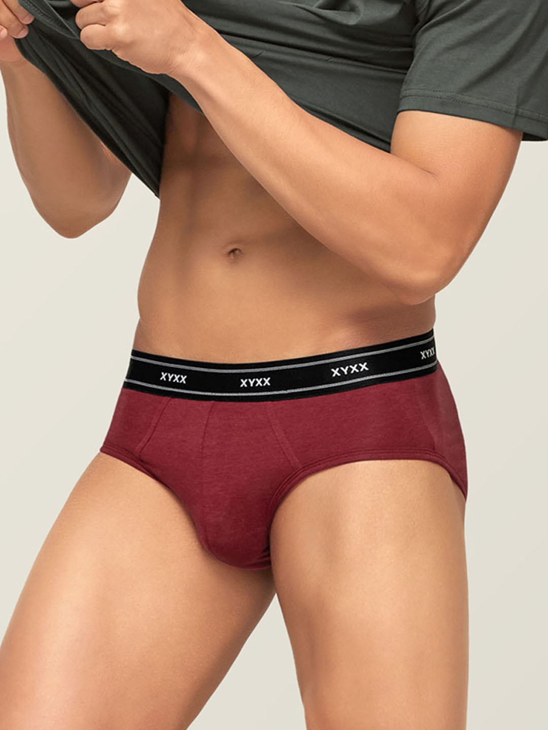 

XYXX Men IntelliFresh Antibacterial Bamboo Cotton Apollo Sustainable Briefs XYBRF68, Maroon