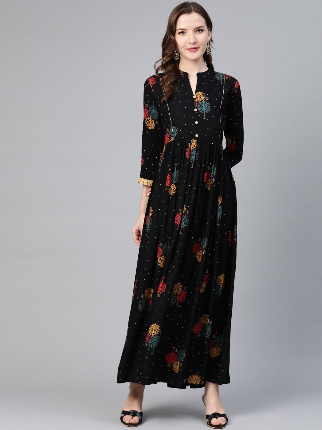 

Idalia Women Black & Red Printed Maxi Dress