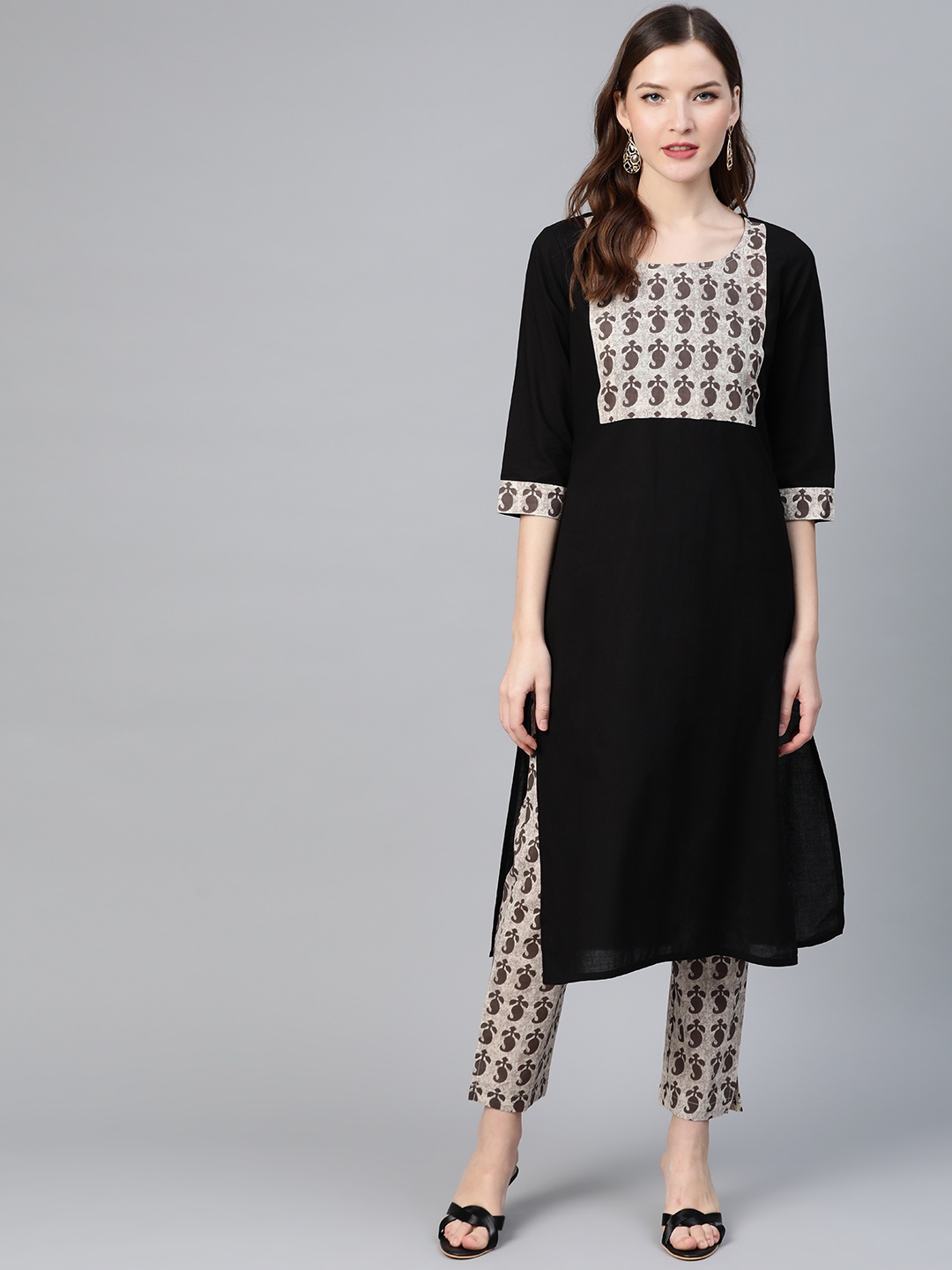 

Idalia Women Black & Grey Yoke Design Kurta with Trousers