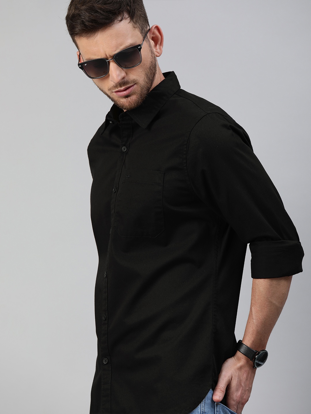 

WROGN Men Black Slim Fit Casual Shirt
