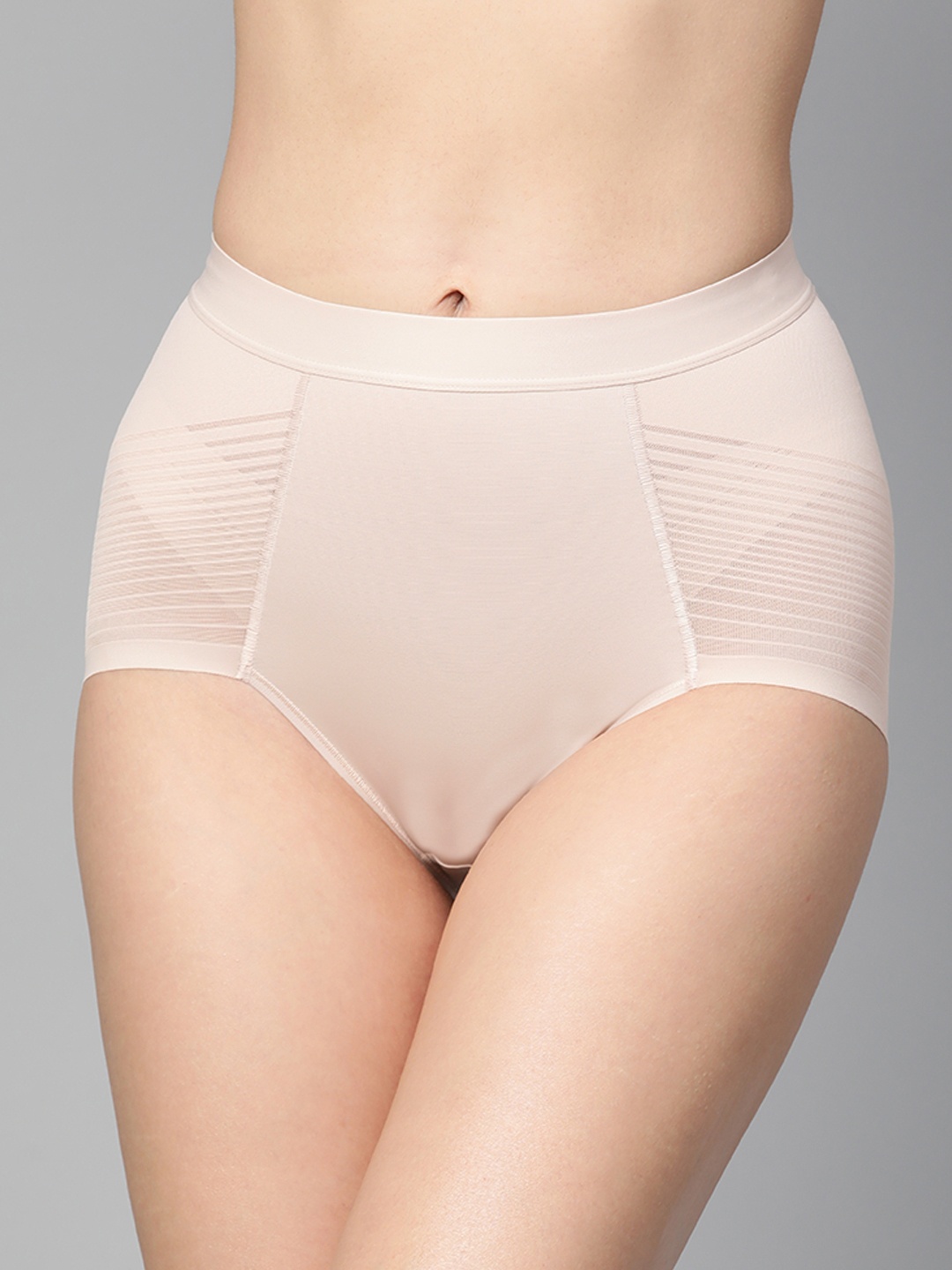 

Marks & Spencer Women Beige Self-Striped Seamless Tummy Shaper T326762H