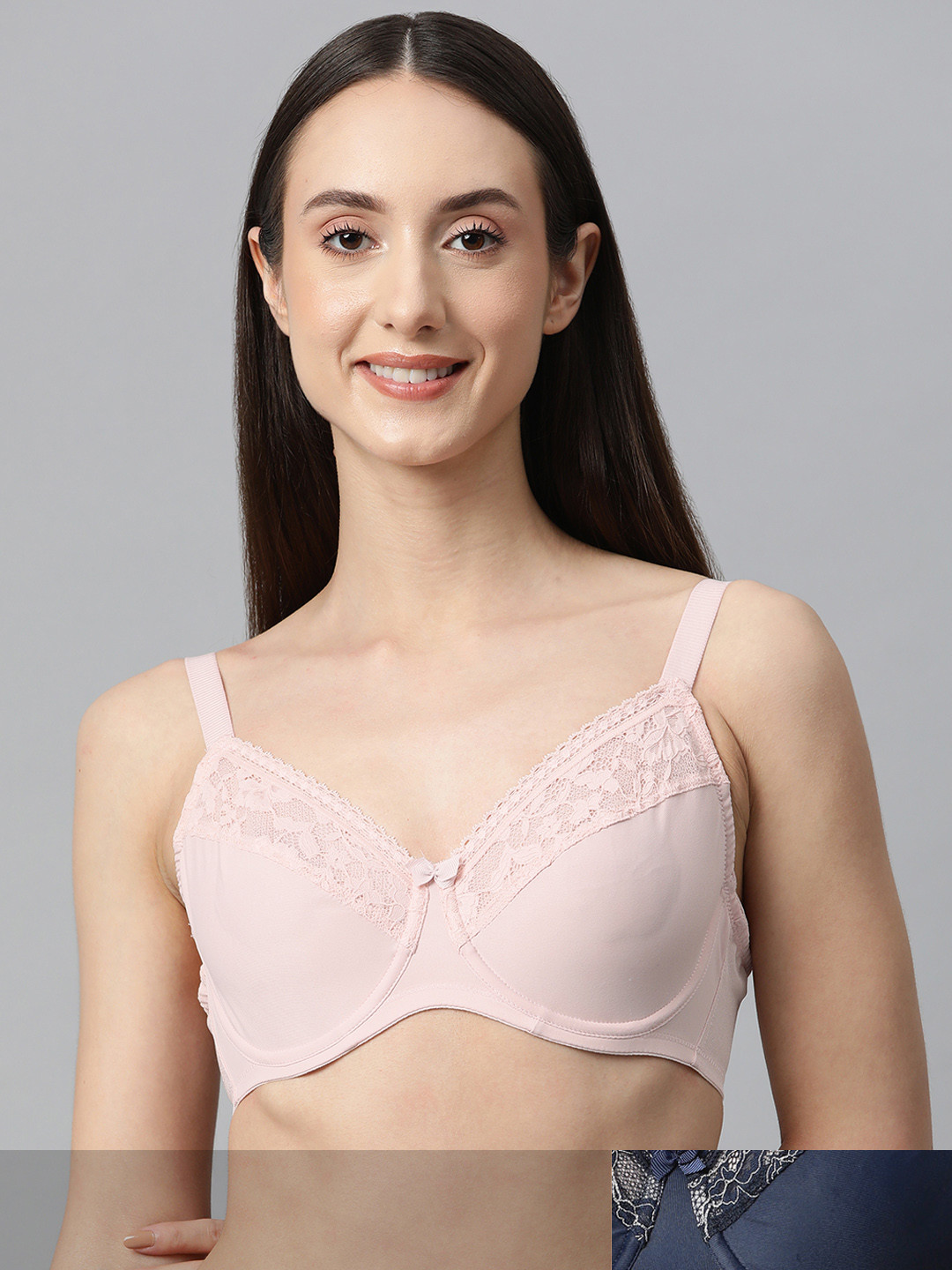 

Marks & Spencer Pack Of 2 Floral Lace Bra - Underwired, Navy blue