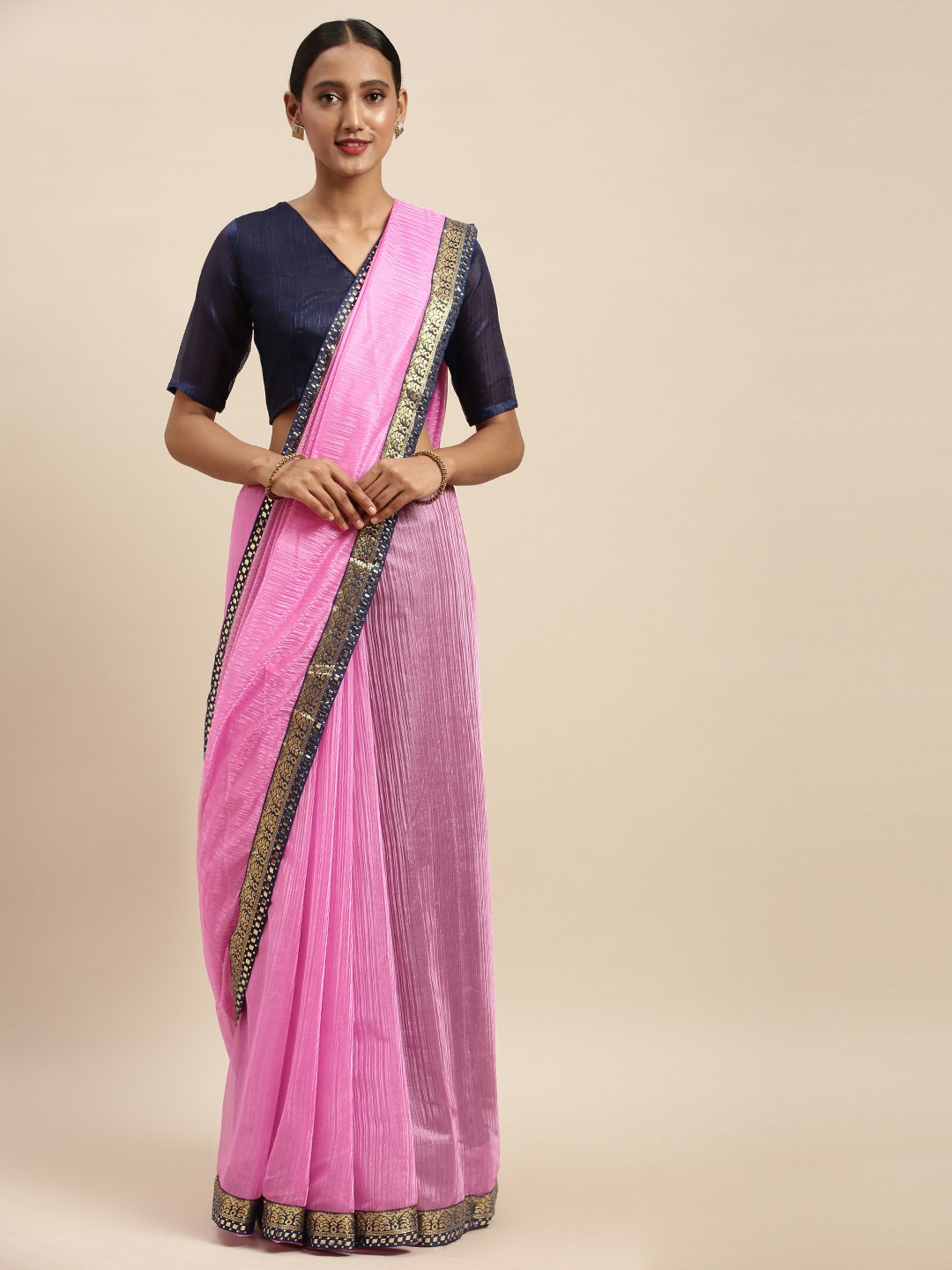 

Silk Bazar Pink Solid Art Silk Saree