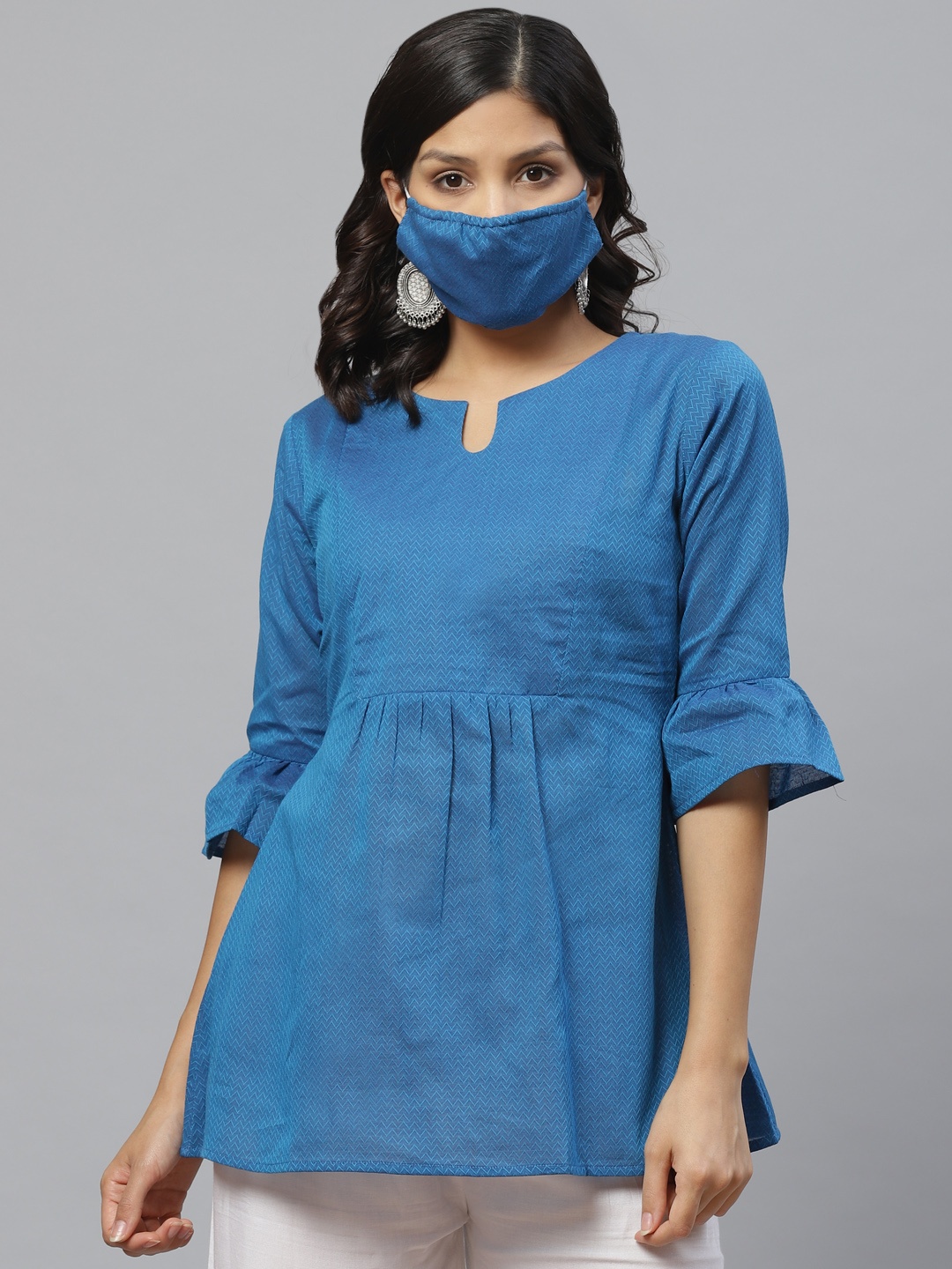 

Libas Women Blue Self-Design A-Line Kurti