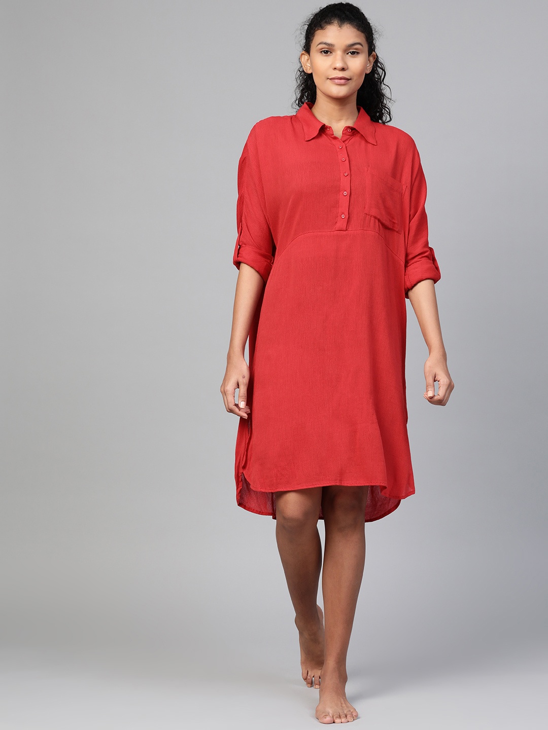 

Marks & Spencer Women Red Solid Swimwear Cover-Up Dress