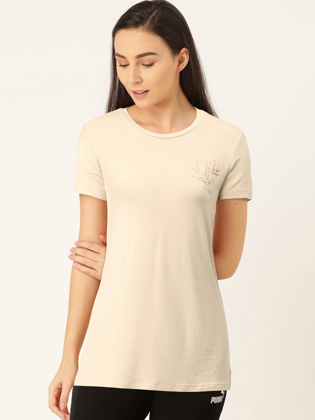 

SWEET DREAMS Women Beige Printed Detail Lounge T-shirt