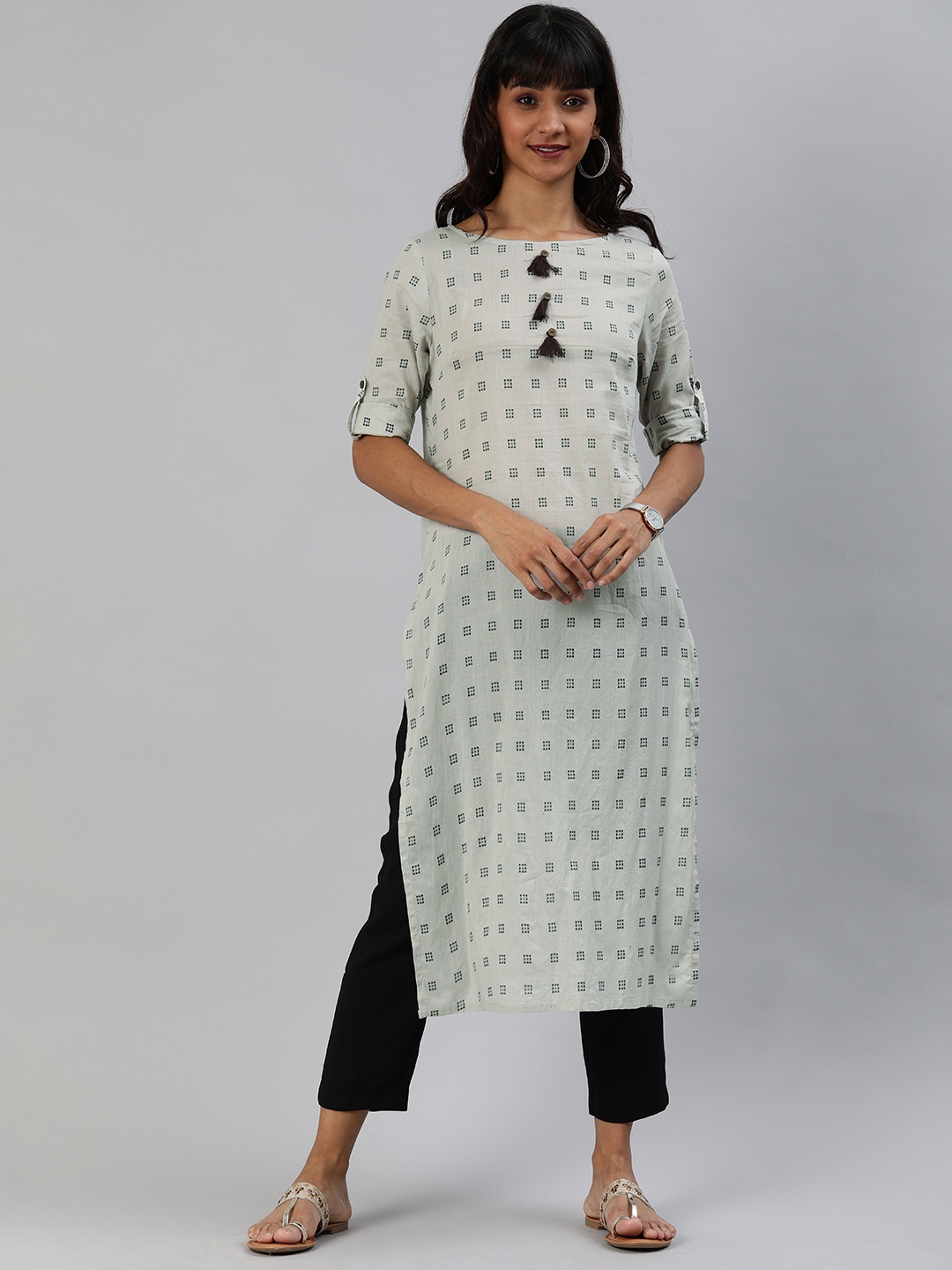 

Anouk Women Green Printed Straight Kurta