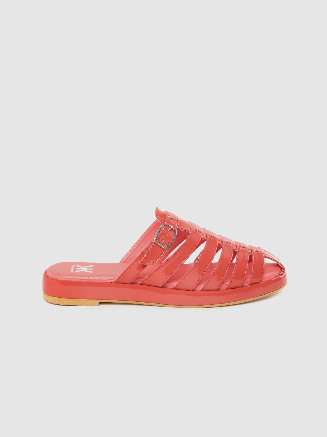 

Kook N Keech Women Coral Red Solid Strappy Mules