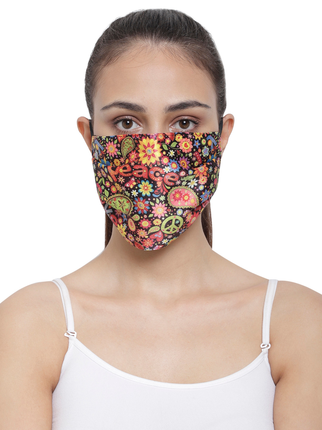 

The House of Tara Unisex Multicolored 3 Ply Printed Reusable Wrinkle free Cloth Mask, Multi
