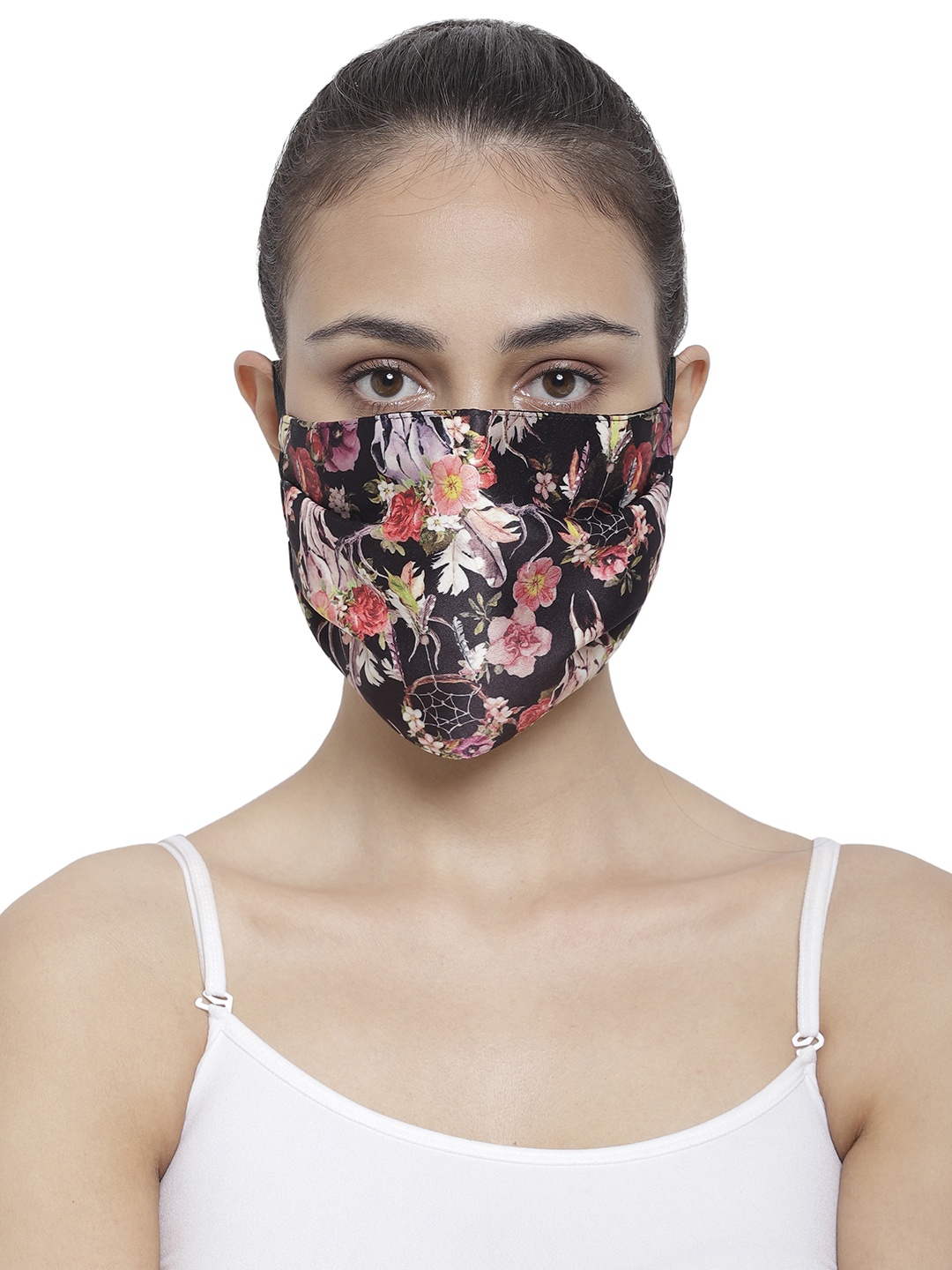 

The House of Tara Unisex Printed 3-Ply Anti-Pollution Reusable Wrinkle-Free Cloth Masks, Black