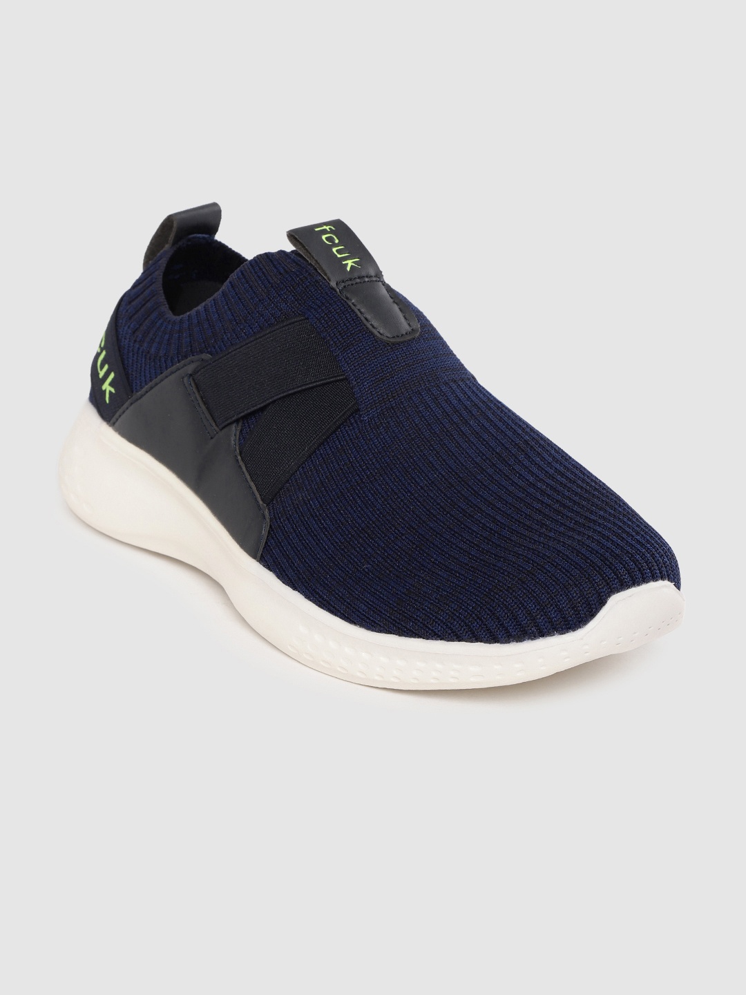

French Connection Men Navy Blue Woven Design Slip-On Sneakers