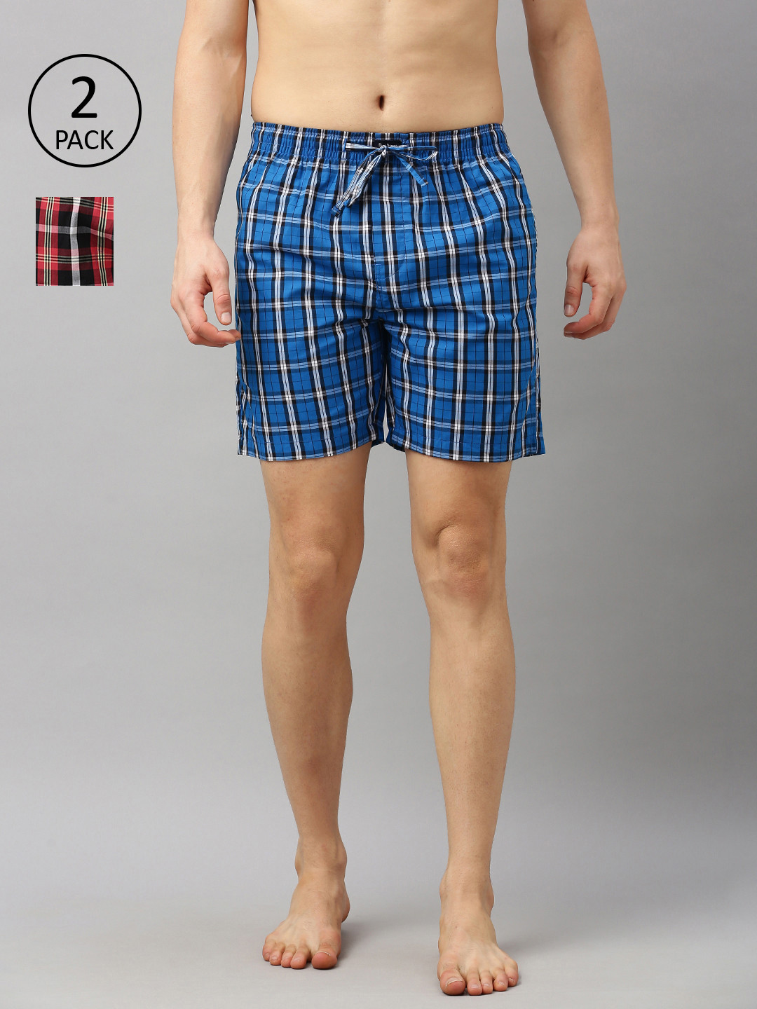 

Pepe Jeans Men Pack of 2 Checked Athleisure Pure Cotton Boxers 8904311318156, Blue