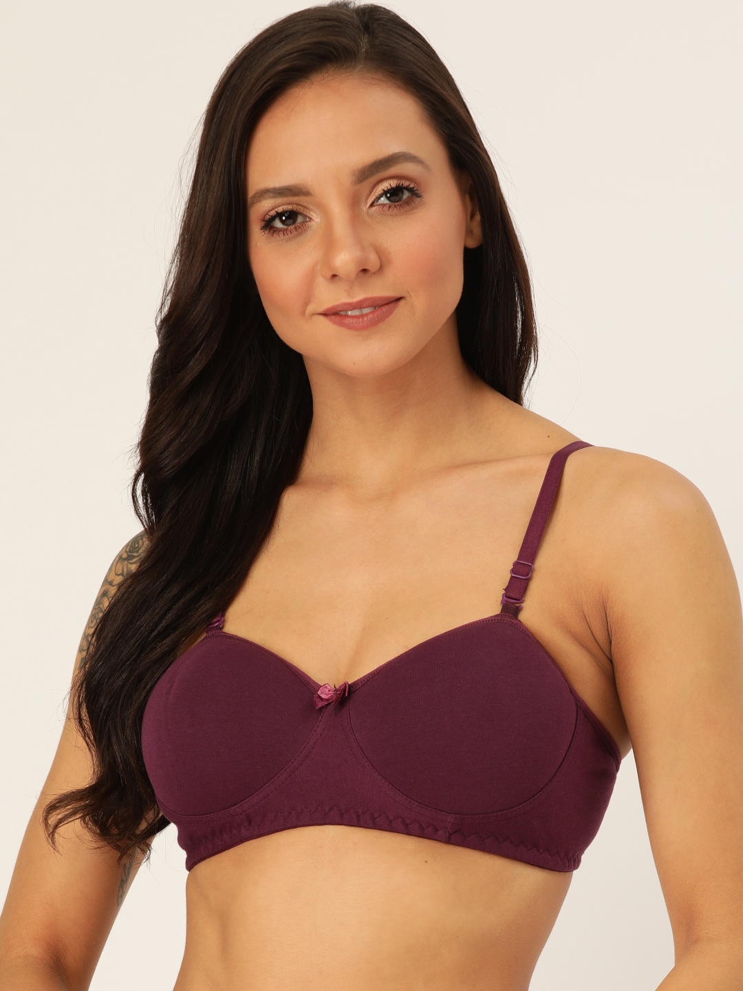 

Lady Lyka Burgundy Solid Non-Wired Lightly Padded T-shirt Bra Sweet18