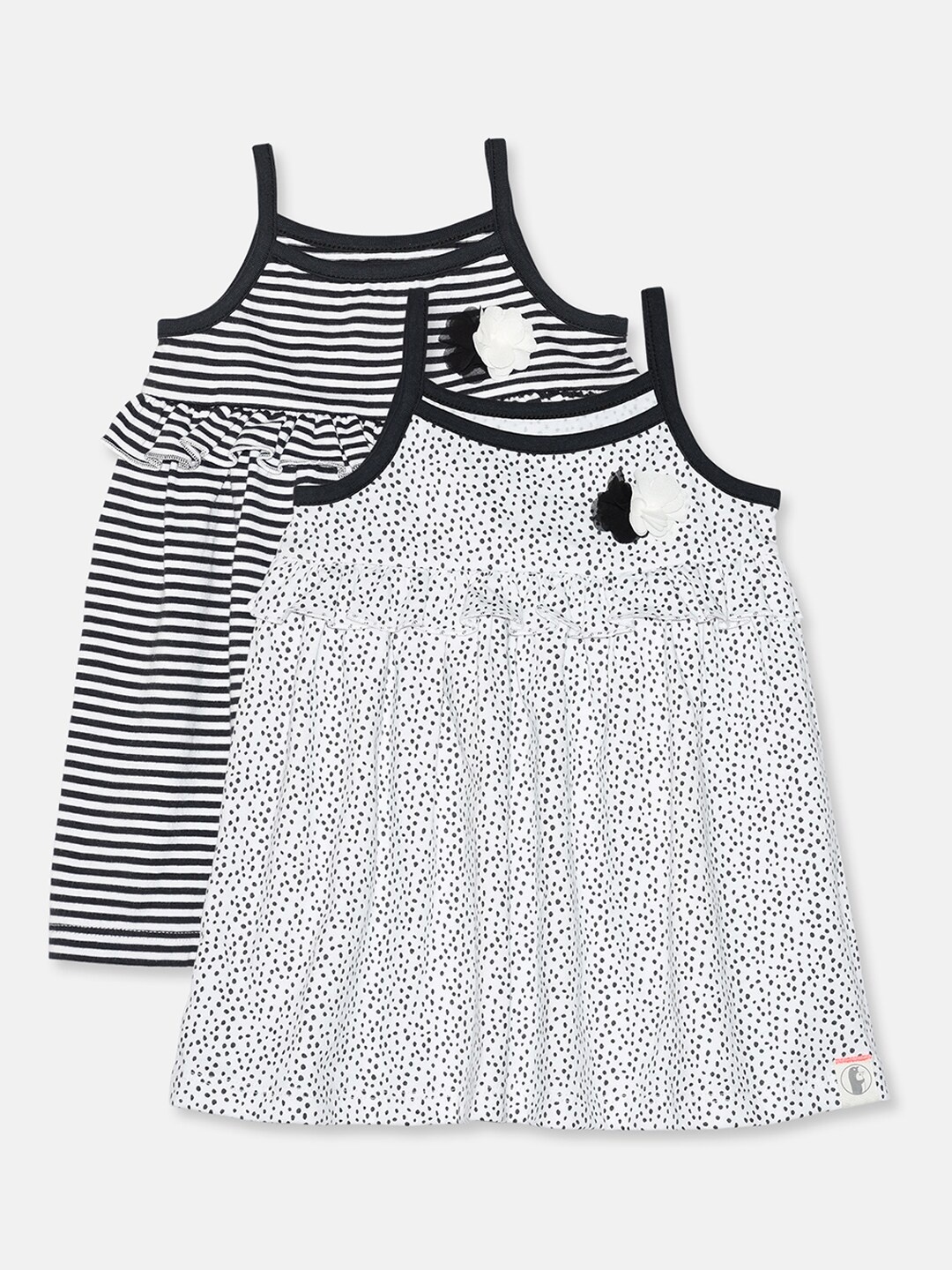 

Babysafe Girls Pack Of 2 Striped A-Line Sustainable Dress, White