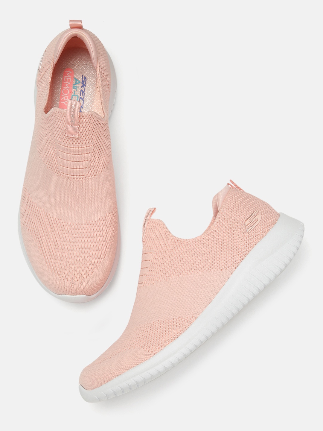 

Skechers Women Peach-Coloured Ultra Flex- First Take Slip-On Sneakers