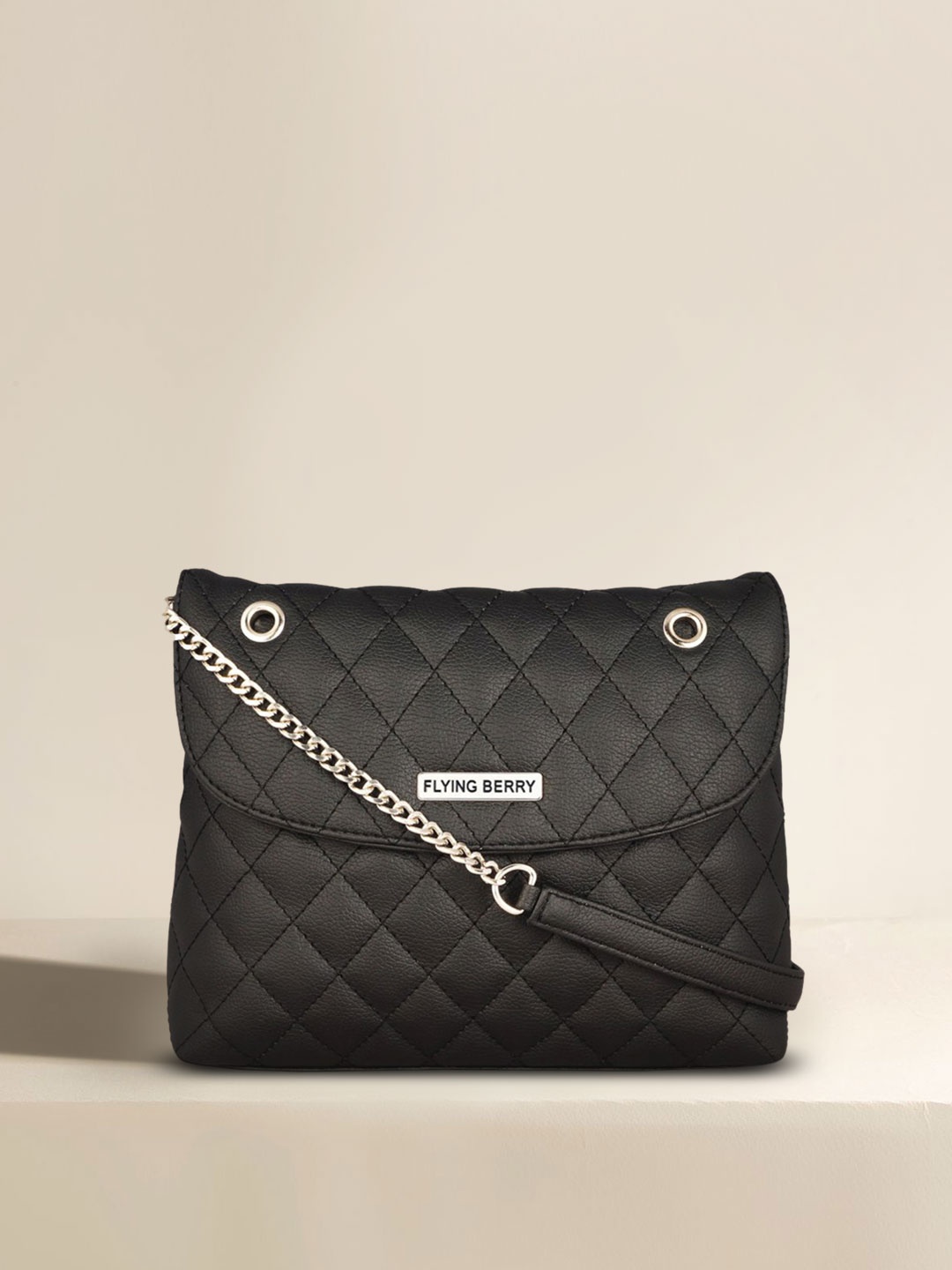 

FLYING BERRY Black Quilted Sling Bag