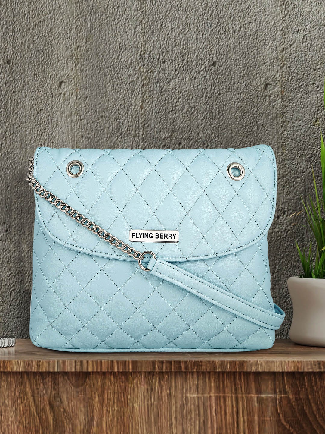 

FLYING BERRY Grey Quilted Sling Bag