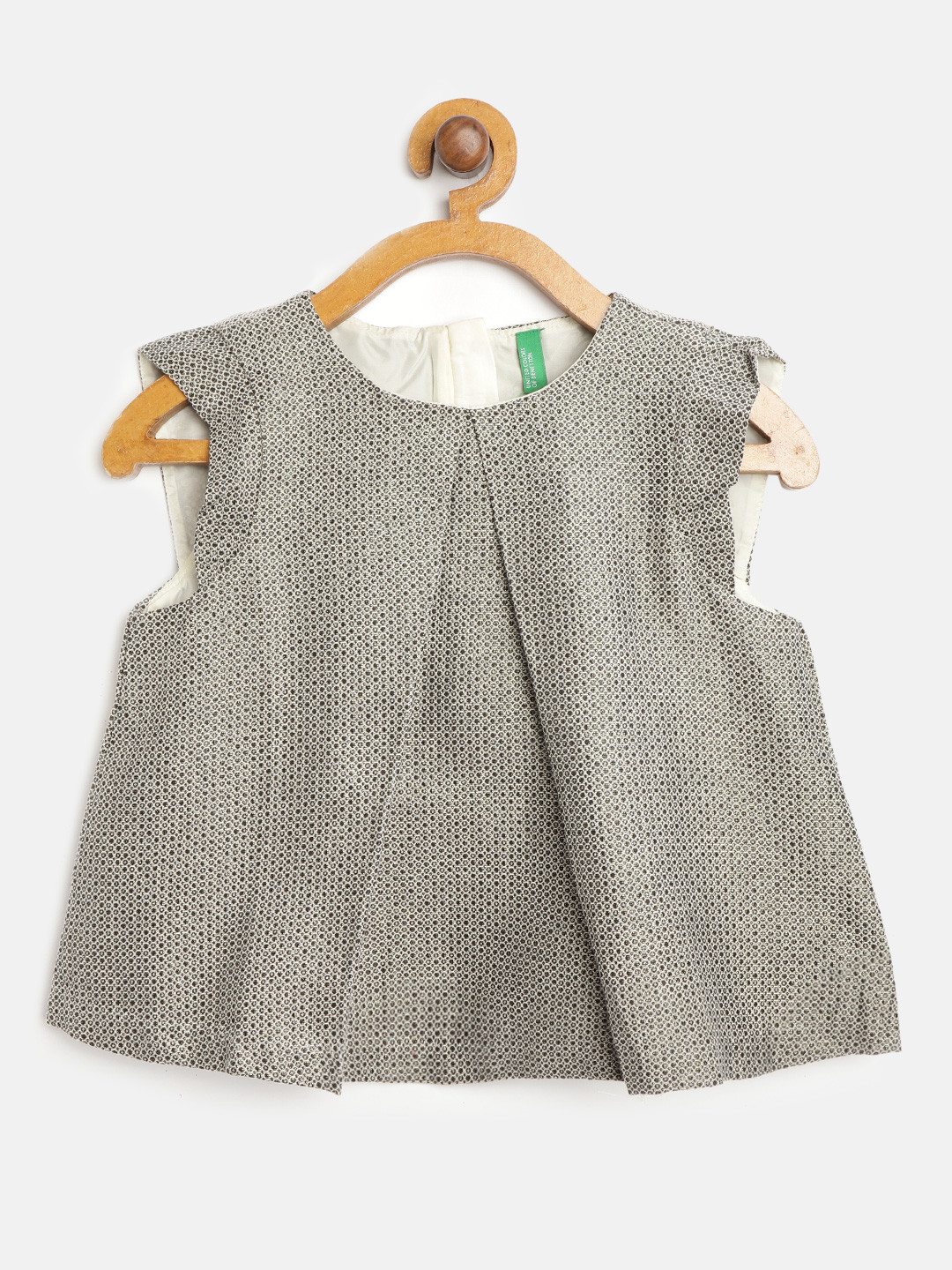 

United Colors of Benetton Girls Golden & Off-White Geometric Self Design Top, Gold