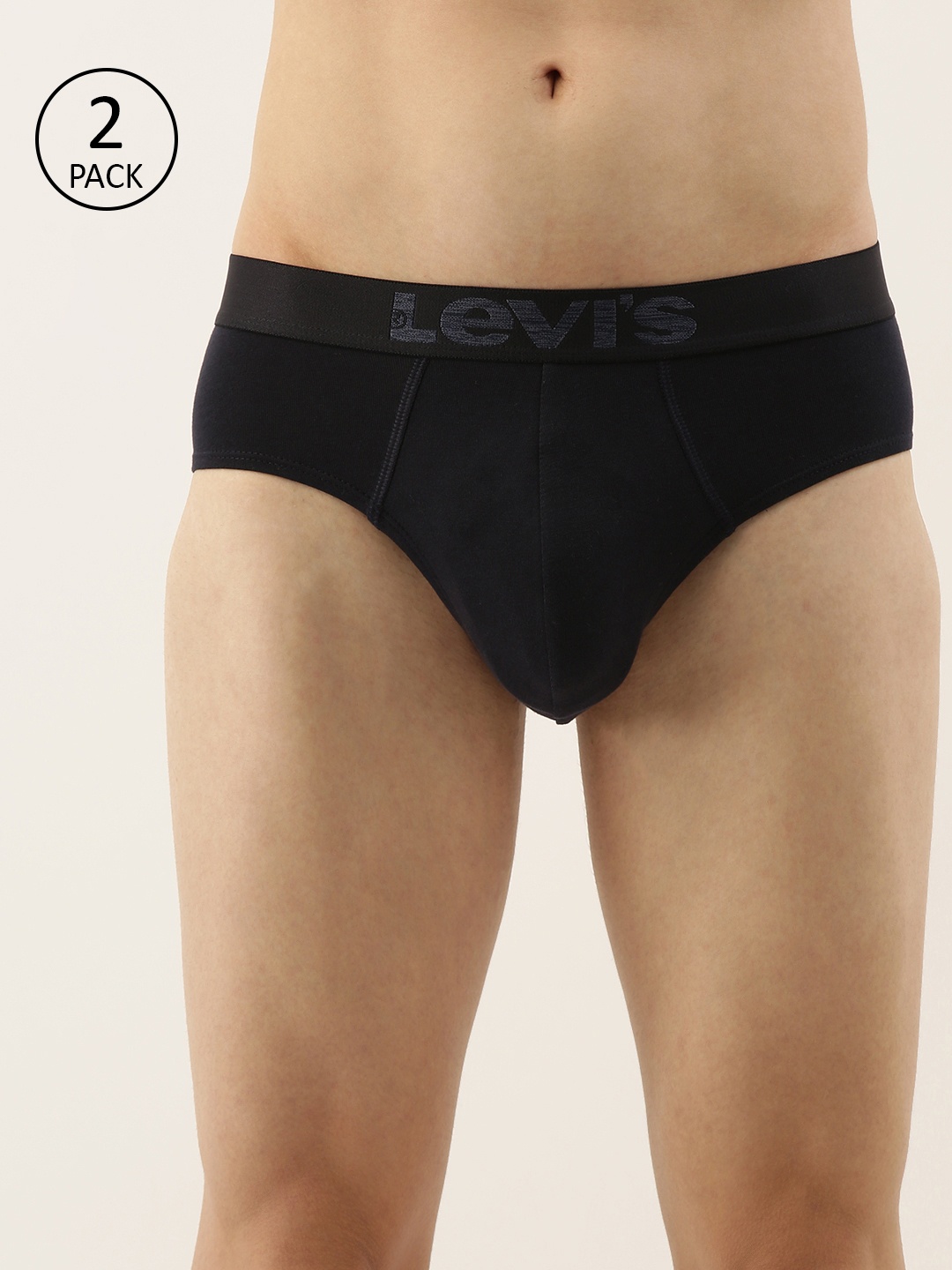 

Levis Men Pack of 2 Black Solid Basic Briefs #017-BRIEF