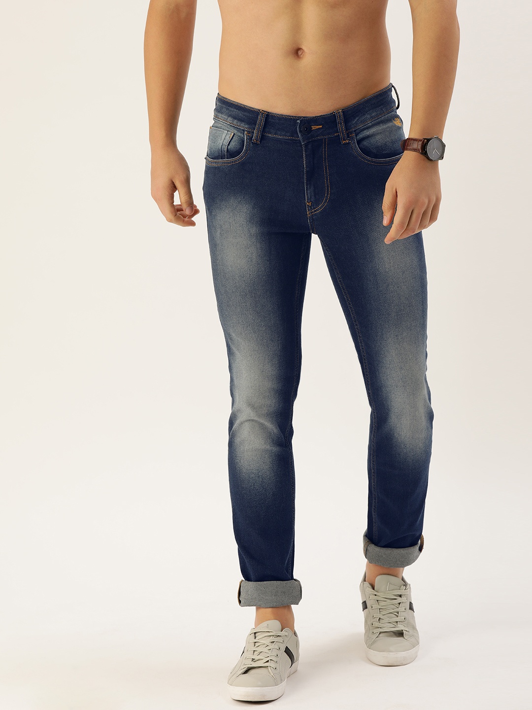 

Flying Machine Men Blue Regular Fit Mid-Rise Clean Look Stretchable Jeans