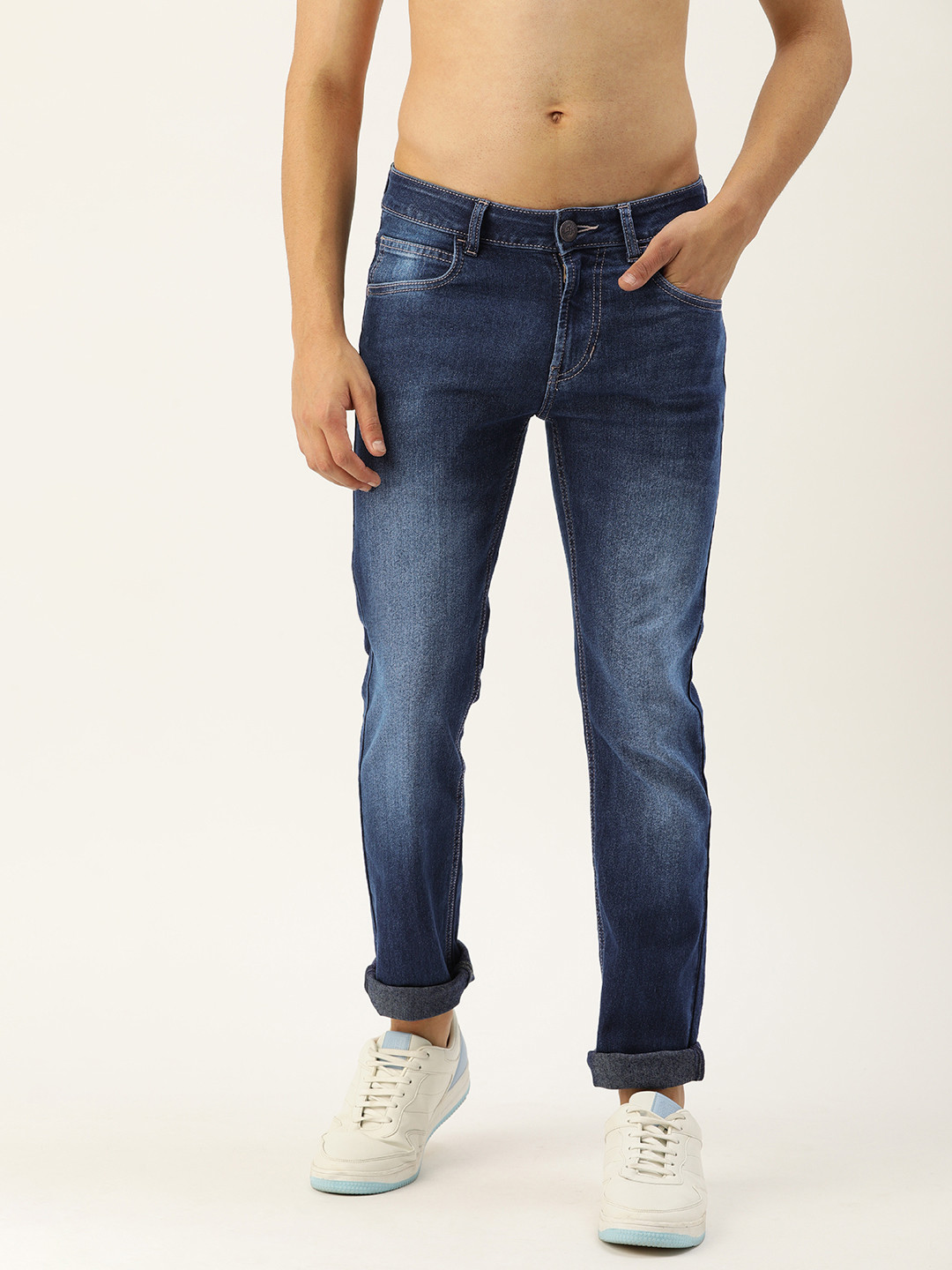 

Flying Machine Men Blue Michael Slim Tapered Fit Mid-Rise Clean Look Stretchable Jeans