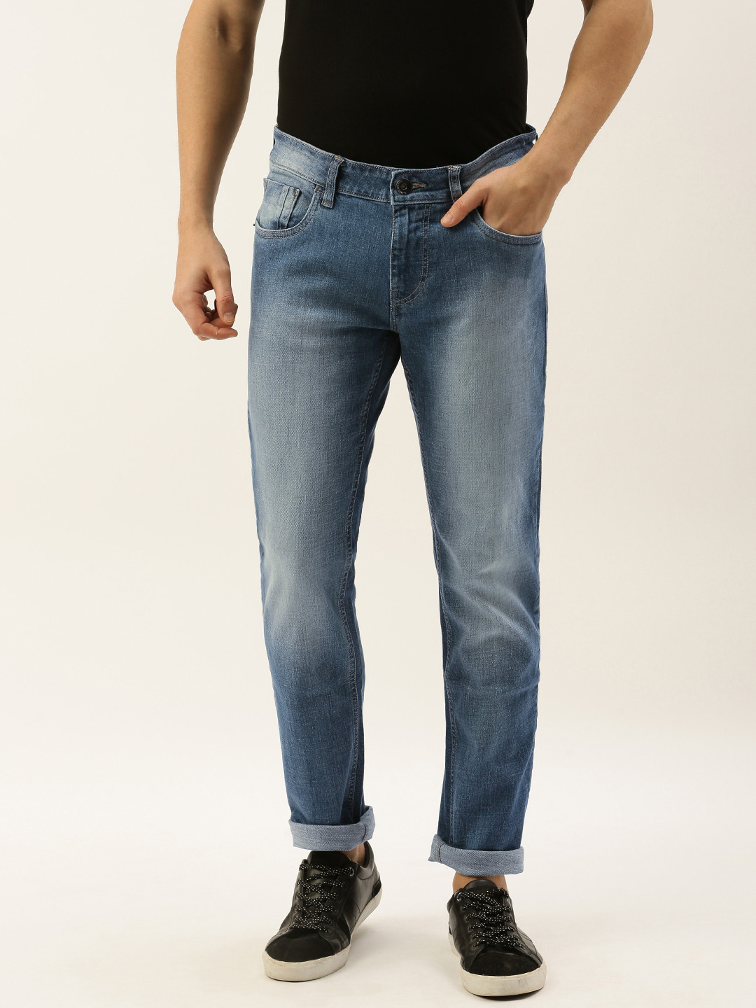 

Flying Machine Men Blue Michael Slim Tapered Fit Mid-Rise Clean Look Stretchable Jeans