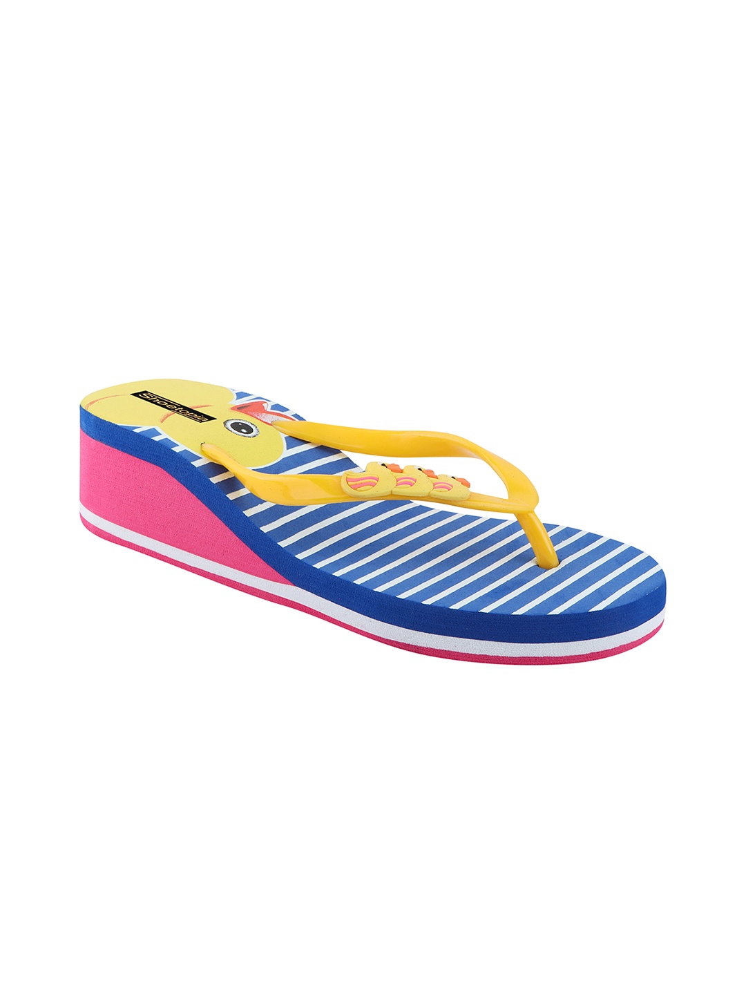 

Shoetopia Women Blue & Yellow Striped Thong Flip-Flops