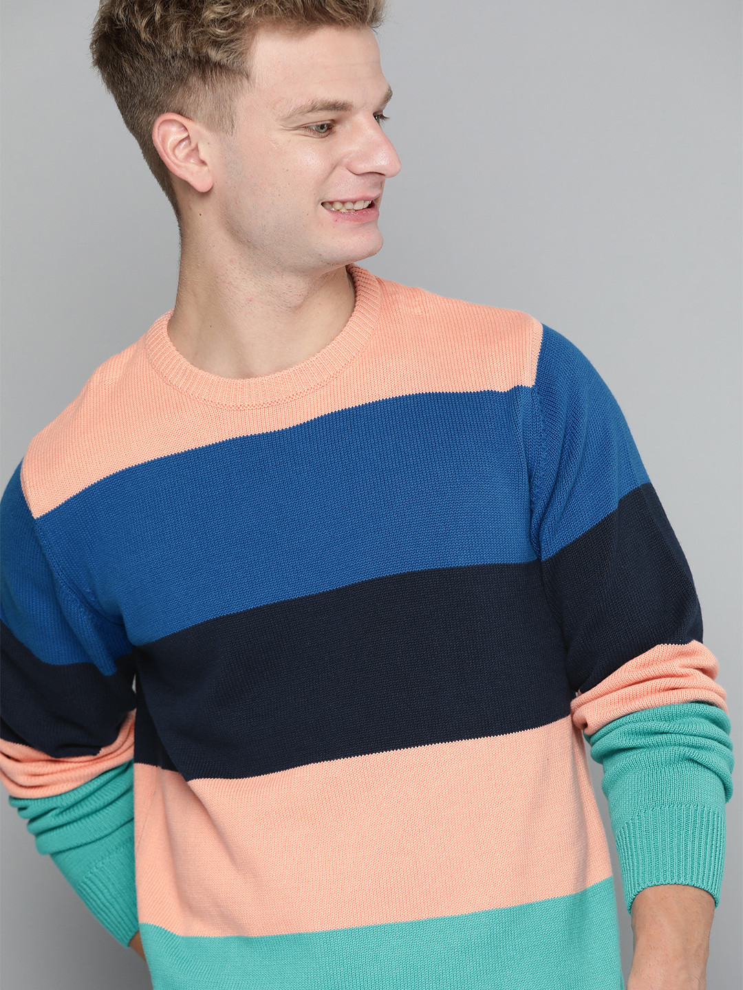 

Mast & Harbour Pink & Blue Striped Pullover Sweater